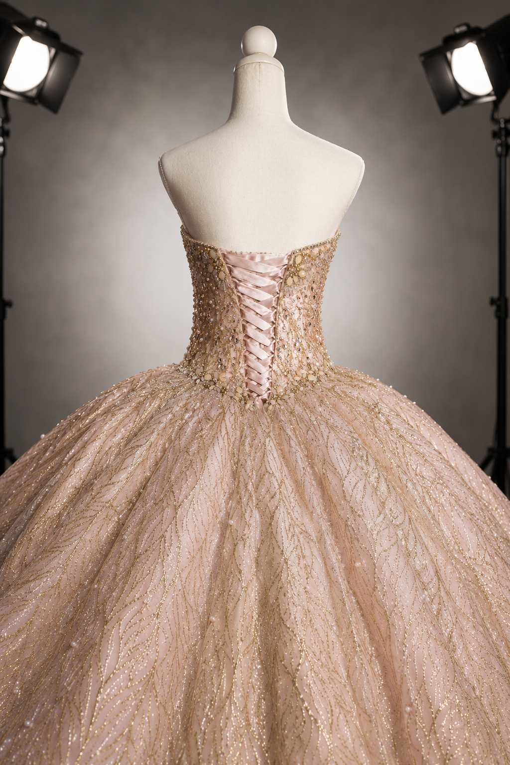 Blush Elegance – Luxury Blush Quinceañera Dress Rental