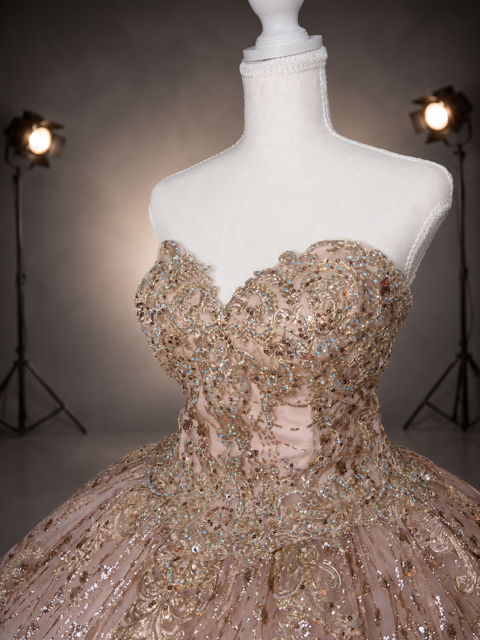 Champagne Royale – Luxury Gold Quinceañera Dress Rental