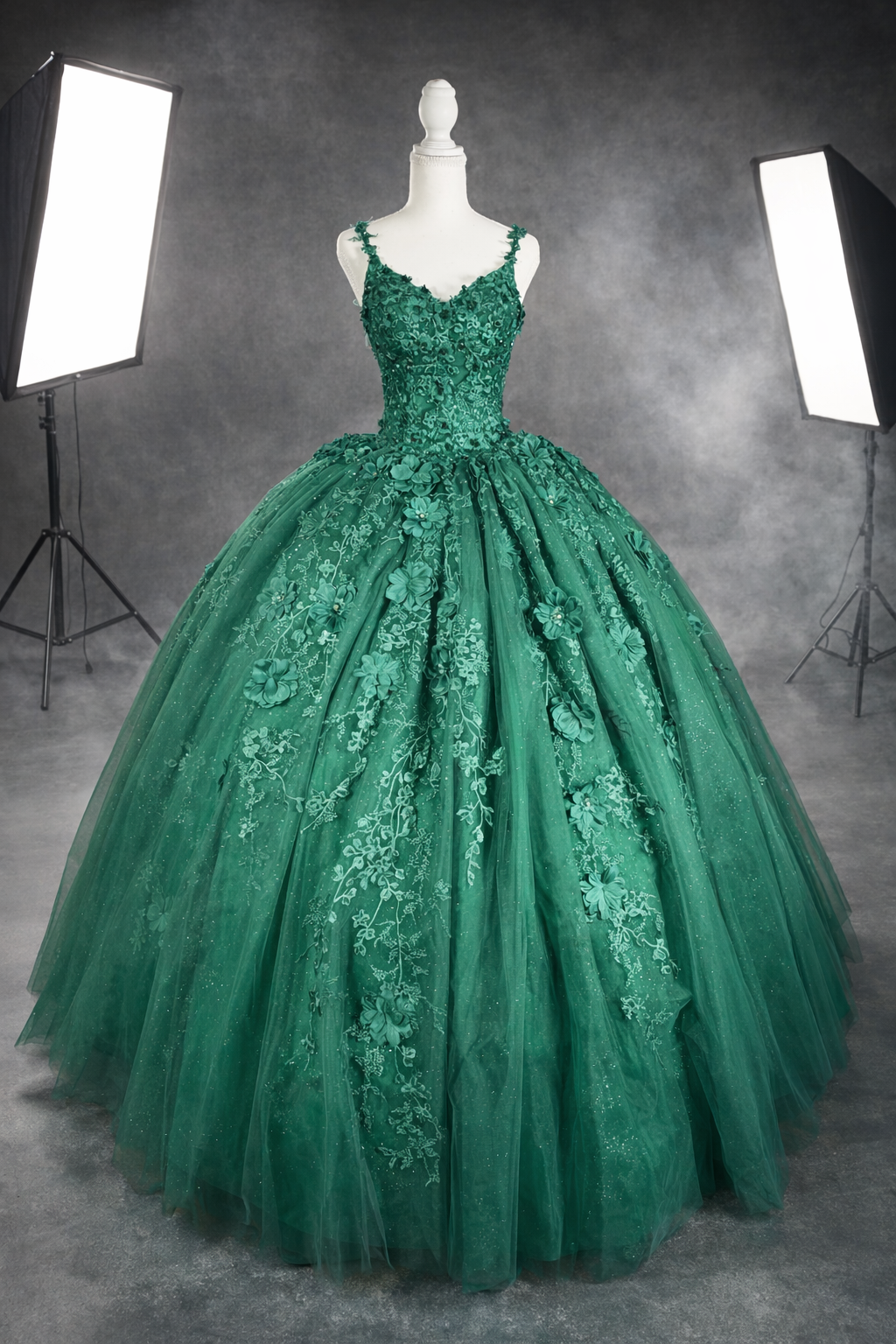 Emerald Enchantment – Luxury Green Quinceañera Dress Rental