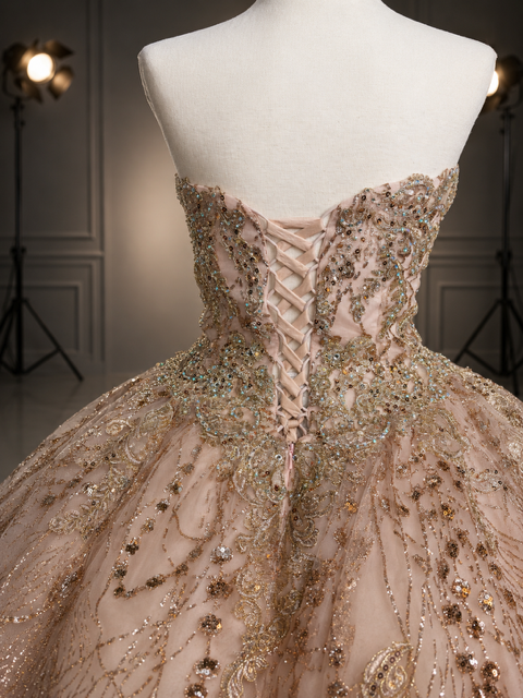Champagne Royale – Luxury Gold Quinceañera Dress Rental