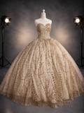 Champagne Royale – Luxury Gold Quinceañera Dress Rental