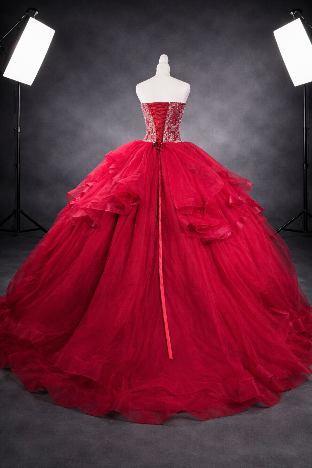 Ruby Royale – Luxury Red Quinceañera Dress Rental