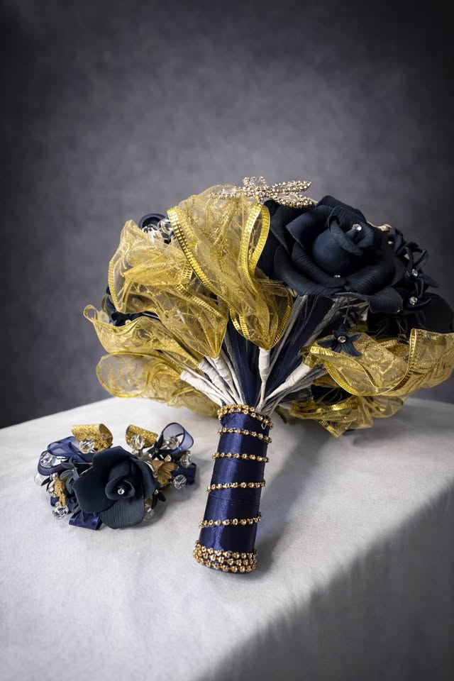 Royal Sapphire – Luxury Blue & Gold Quinceañera Dress Rental